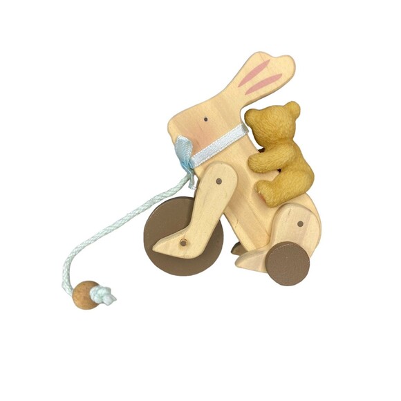 1999 Cherished Teddies Antique Toy Bunny w/Bear Removable Figurine New #537187 - Picture 5 of 11